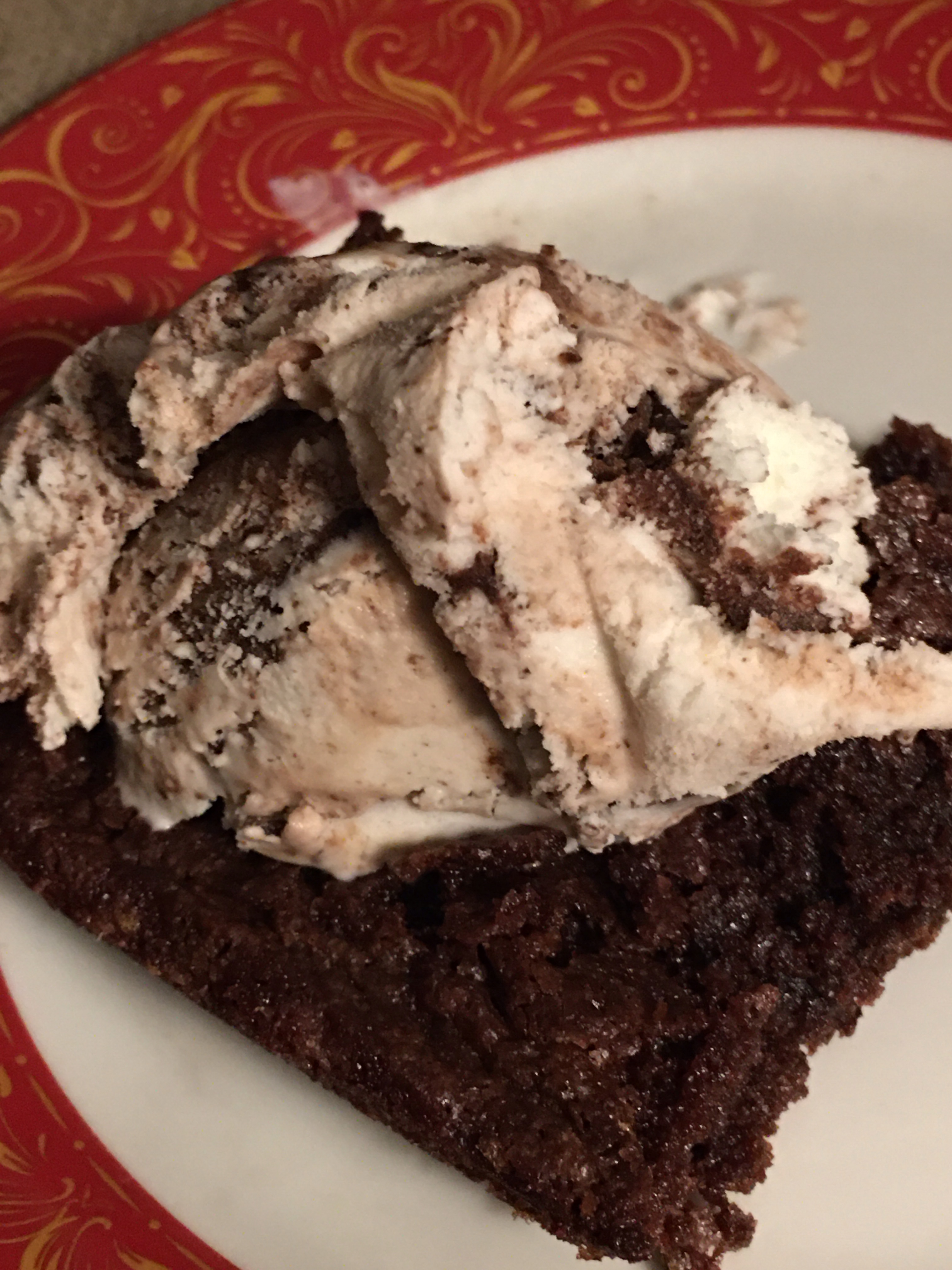 Brownie and ice cream